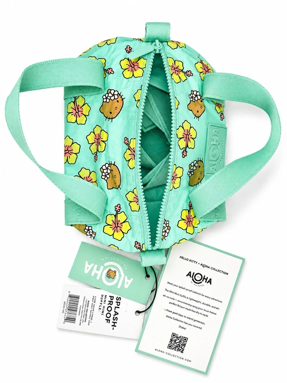 ALOHA Collection x Hello Kitty Mint Floral Hibisucs Mini Duffel Bag